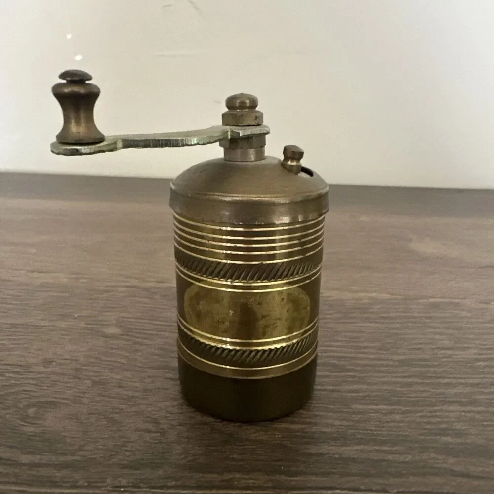 Vintage Spice Grinder Brass 1970s 3 Inches High Coffee Small Mini